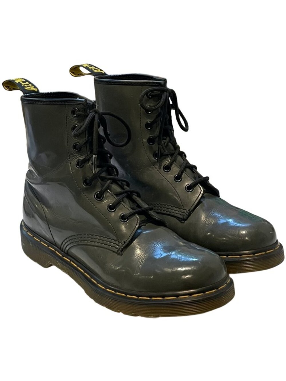 Dr. Martens 1460 Gray Patent Leather 8-Eye Combat Boots US 9